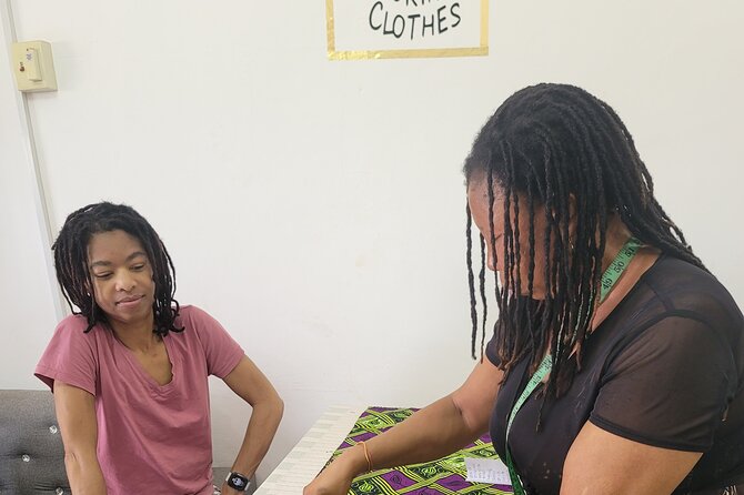 African custom clothing making experience with fabric tour - Try basic stitching while the workshop does the hard work